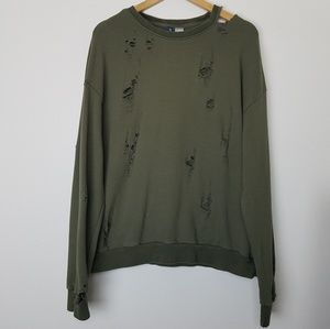 Divided | Distressed olive green sweatshirt Size L
